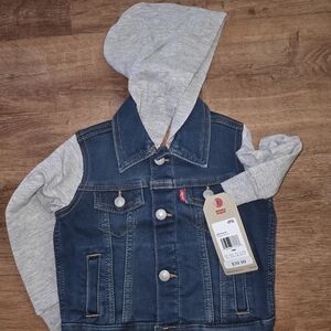 Levi's Kids Denim and Gray Hooded Jacket